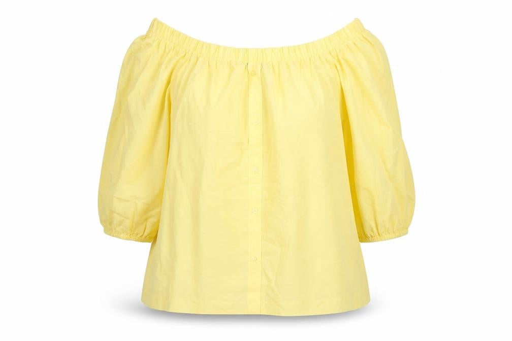Atmosphere Womens Yellow Cotton Basic T-Shirt Size 12 Square Neck