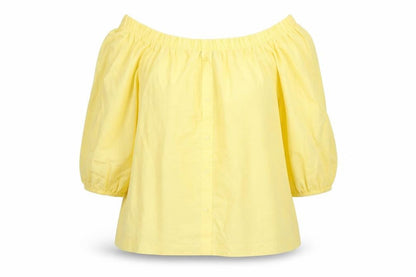 Atmosphere Womens Yellow Cotton Basic T-Shirt Size 12 Square Neck