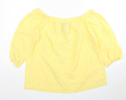 Atmosphere Womens Yellow Cotton Basic T-Shirt Size 12 Square Neck