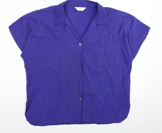 Choices Womens Purple Viscose Basic Button-Up Size 16 Collared