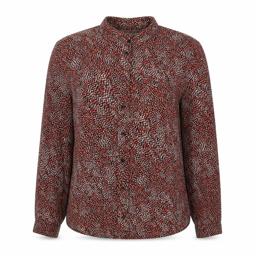 Primark Womens Red Animal Print Polyester Basic Button-Up Size 8 Collared