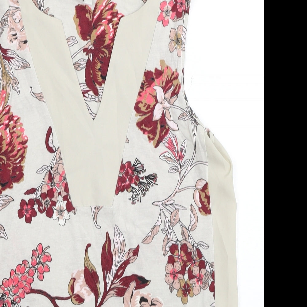 NEXT Womens Grey Floral Viscose Basic Tank Size 8 V-Neck