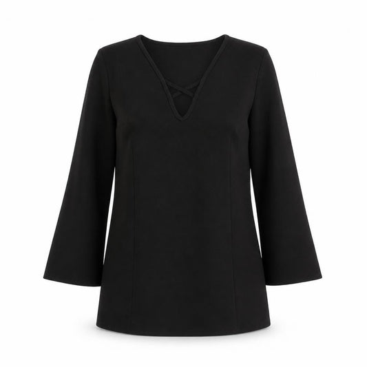 Boohoo Womens Black Polyester Shift Size 12 V-Neck Pullover