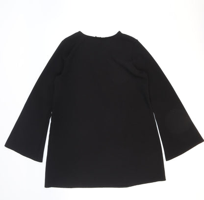 Boohoo Womens Black Polyester Shift Size 12 V-Neck Pullover