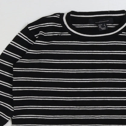 Atmosphere Womens Black Striped Viscose Basic T-Shirt Size 8 Round Neck