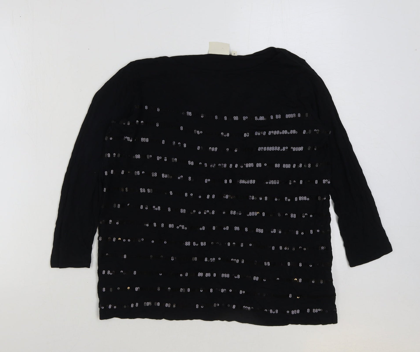 vackney Womens Black Viscose Basic T-Shirt Size M Round Neck