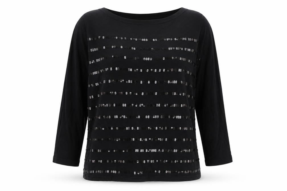 vackney Womens Black Viscose Basic T-Shirt Size M Round Neck