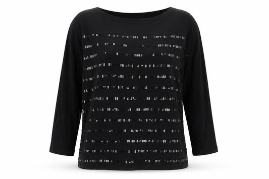 vackney Womens Black Viscose Basic T-Shirt Size M Round Neck