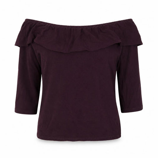 F&F Womens Purple Polyester Basic Blouse Size 10 Off the Shoulder
