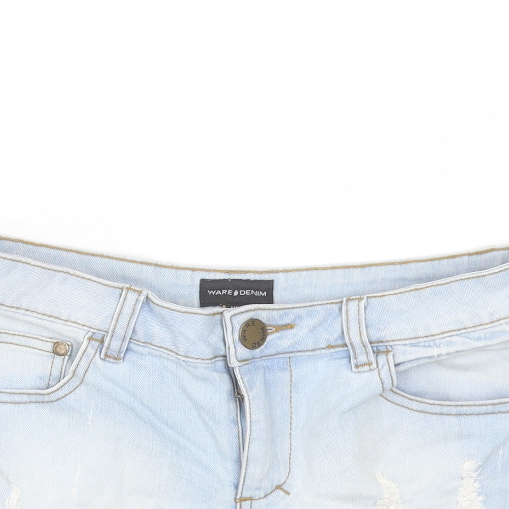 WareDenim Womens Blue Cotton Boyfriend Shorts Size 8 L3 in Regular Button