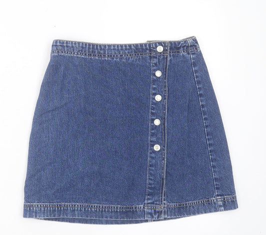 Gap Womens Blue Cotton A-Line Skirt Size 26 in Button