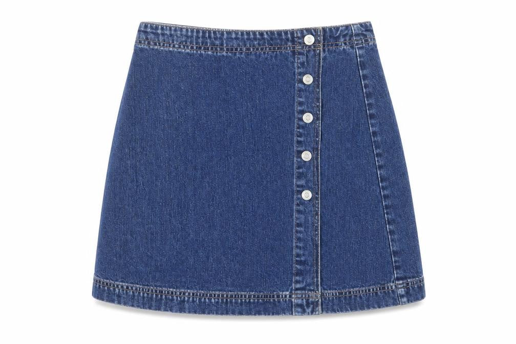 Gap Womens Blue Cotton A-Line Skirt Size 26 in Button