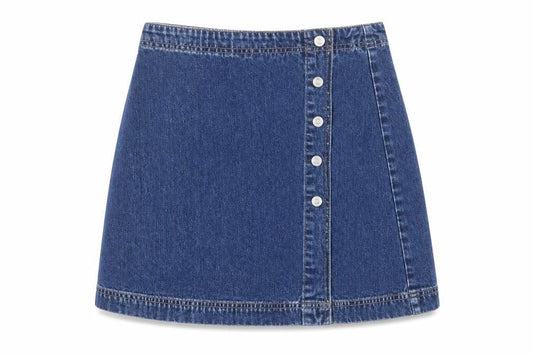 Gap Womens Blue Cotton A-Line Skirt Size 26 in Button