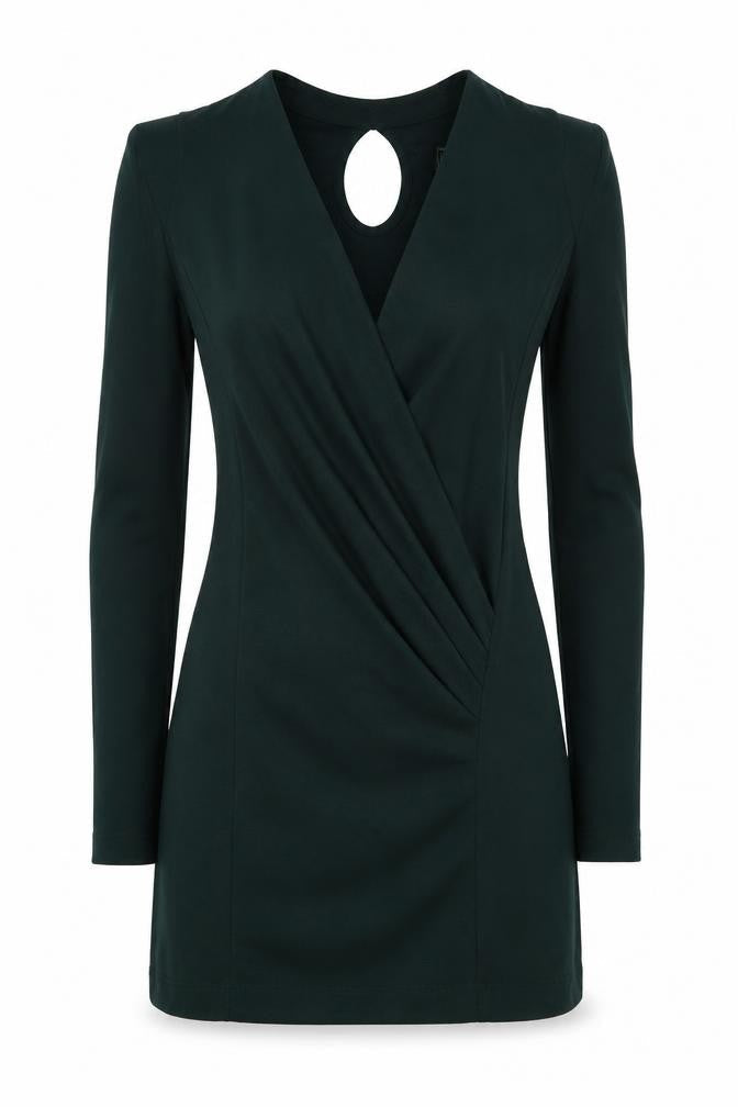 Missguided Womens Green Polyester Mini Size 6 V-Neck Pullover - Shoulder Pads