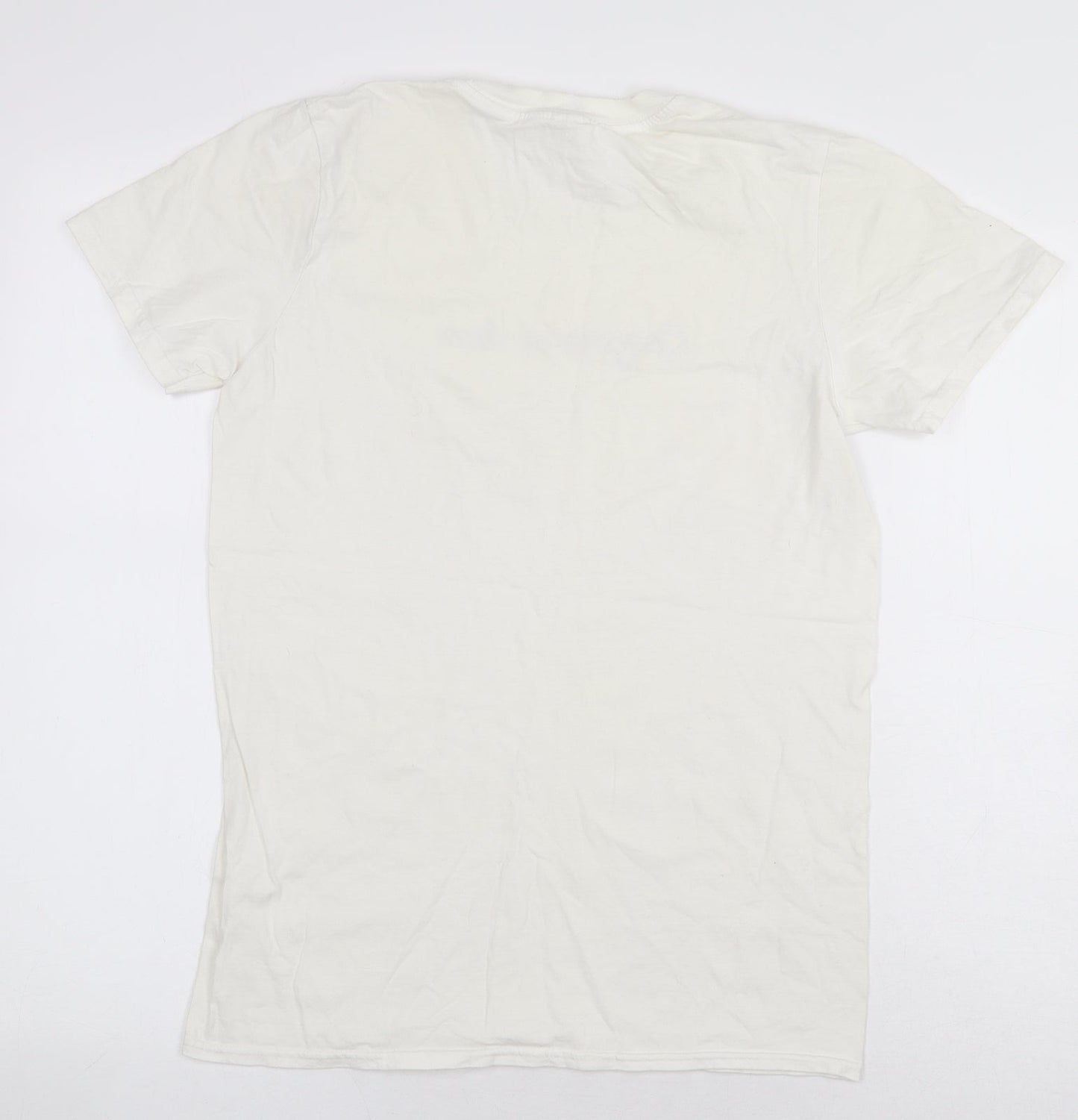 Preworn Womens White 100% Cotton Basic T-Shirt Size S Round Neck - Congrats Hun