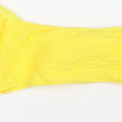 Boohoo Womens Yellow 100% Cotton Basic Blouse Size 10 V-Neck