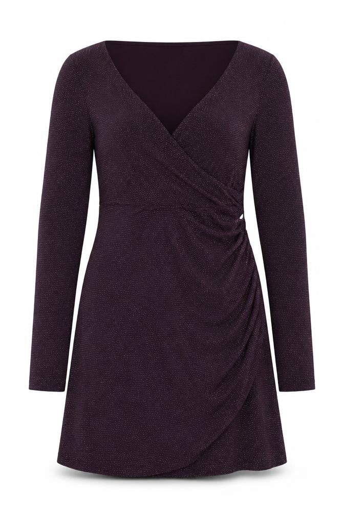 Pull&Bear Womens Purple Polyamide A-Line Size S V-Neck Pullover