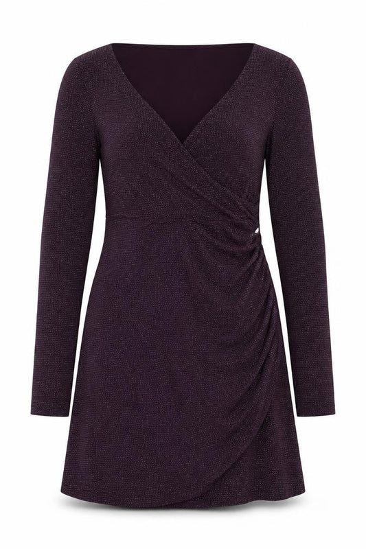 Pull&Bear Womens Purple Polyamide A-Line Size S V-Neck Pullover