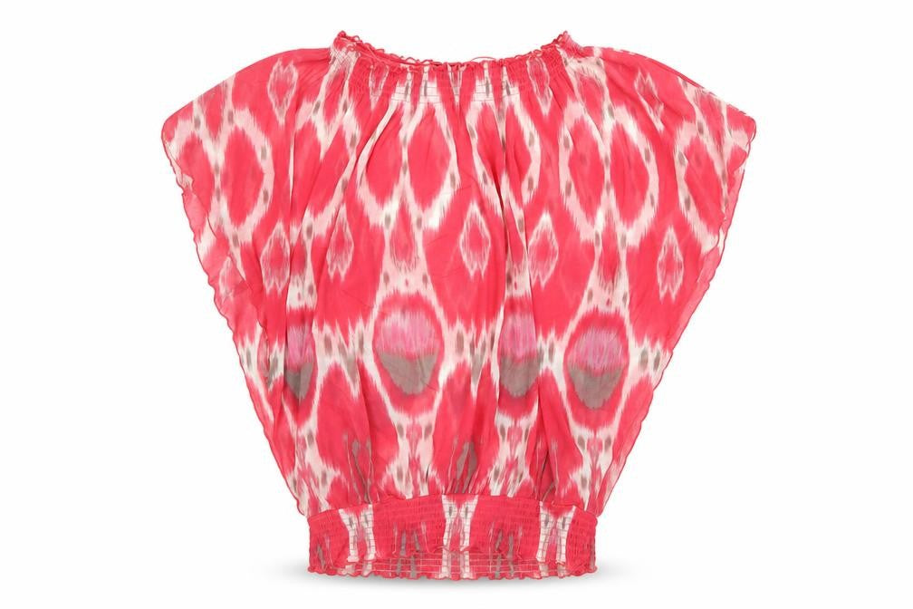 INC International Concepts Womens Pink Geometric Nylon Basic Blouse Size S Boat Neck