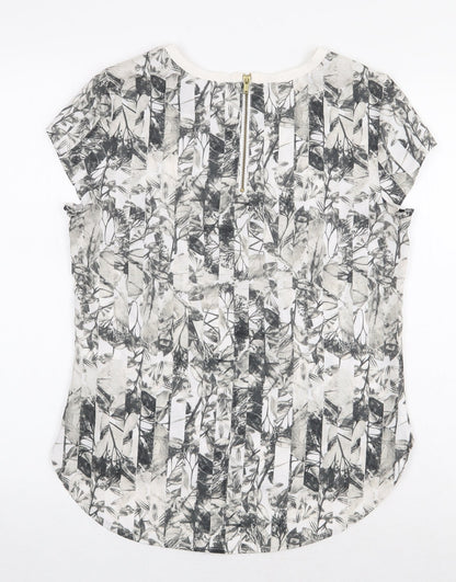 H&M Womens Multicoloured Floral Polyester Basic Blouse Size 8 Scoop Neck