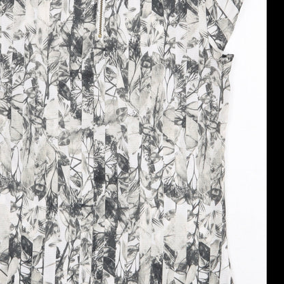 H&M Womens Multicoloured Floral Polyester Basic Blouse Size 8 Scoop Neck