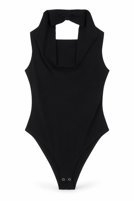Zara Womens Black Polyester Bodysuit One-Piece Size S Snap - Back Cut Out Detail