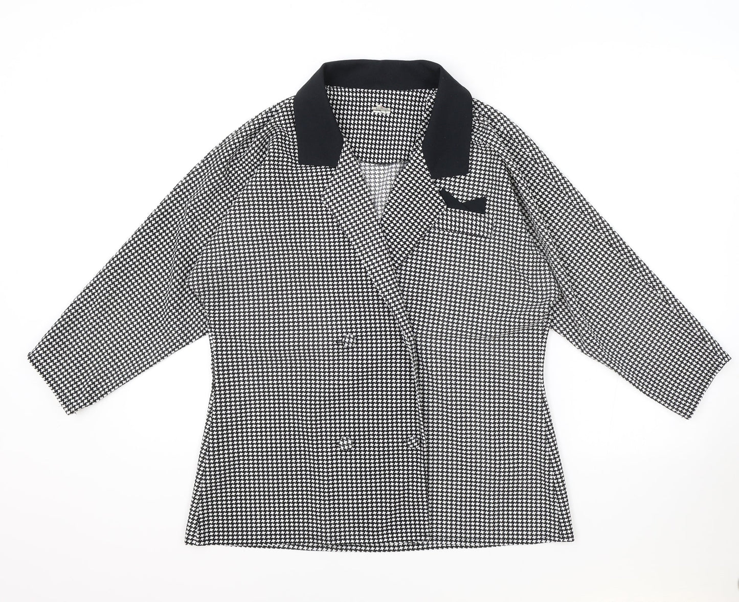 Preworn Womens Black Geometric Jacket Blazer Size 14 Button