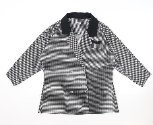 Preworn Womens Black Geometric Jacket Blazer Size 14 Button