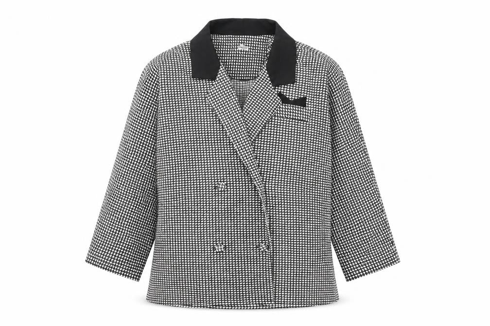 Preworn Womens Black Geometric Jacket Blazer Size 14 Button