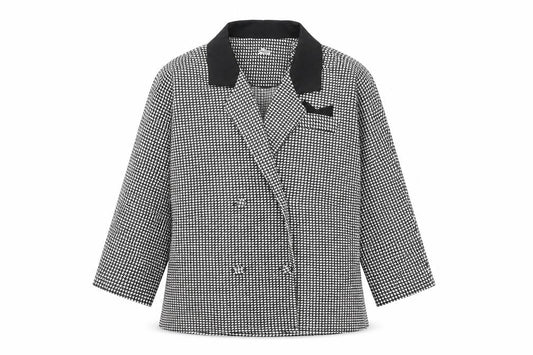 Preworn Womens Black Geometric Jacket Blazer Size 14 Button