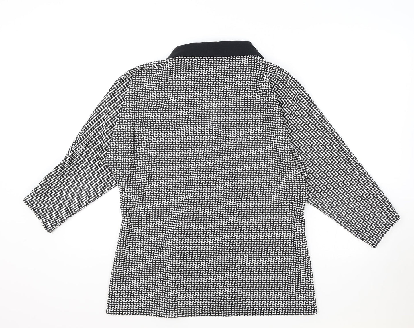 Preworn Womens Black Geometric Jacket Blazer Size 14 Button