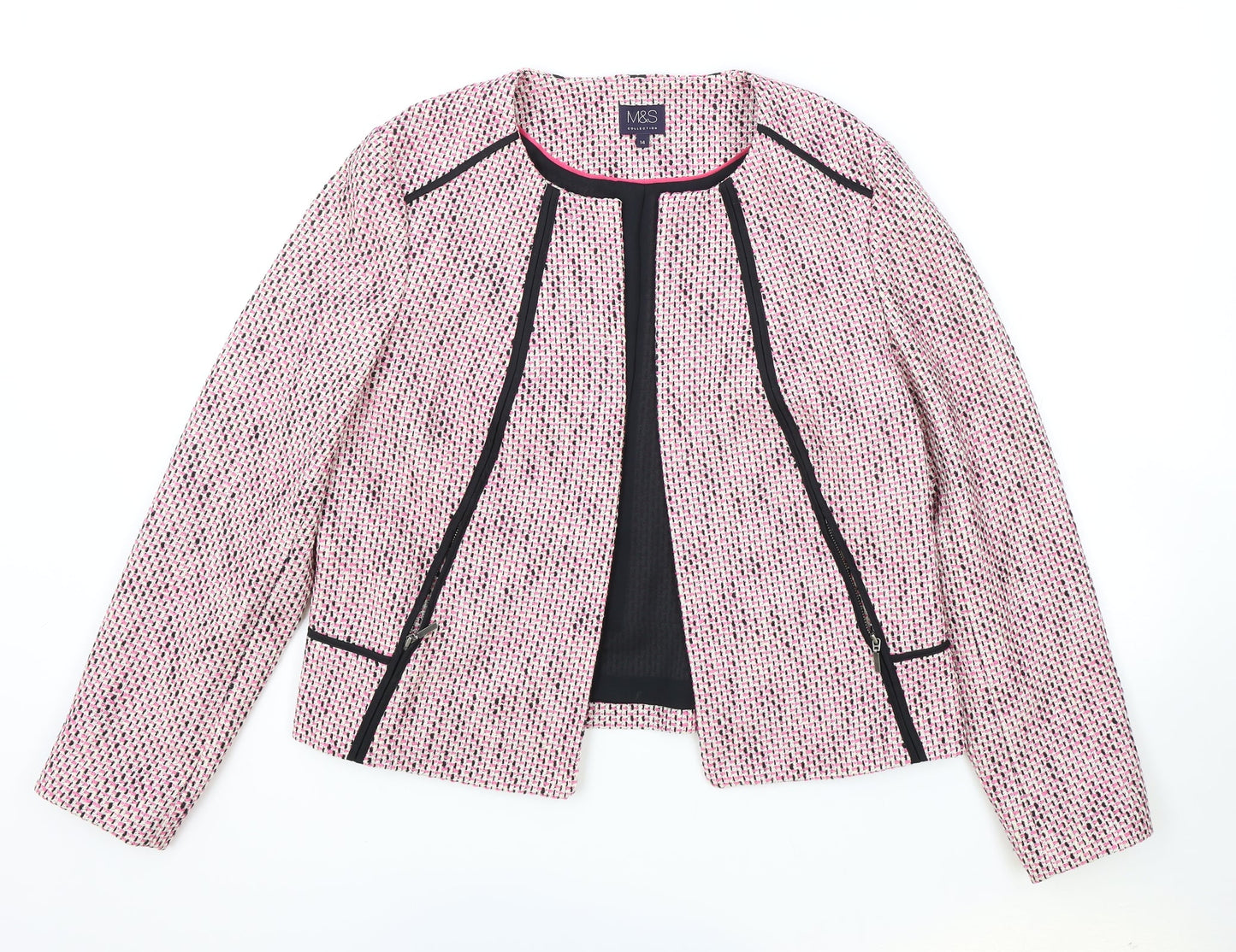 Marks and Spencer Womens Pink Herringbone Jacket Size 14