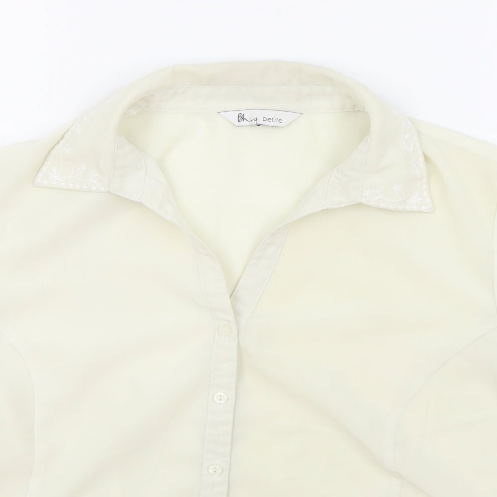 BHS Womens White Polyester Basic Button-Up Size 16 Collared