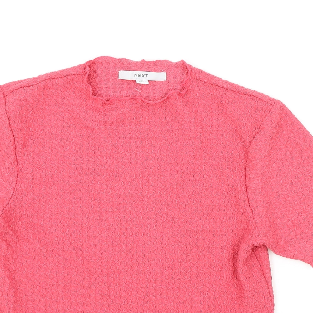 NEXT Womens Pink Polyester Basic T-Shirt Size 12 Round Neck