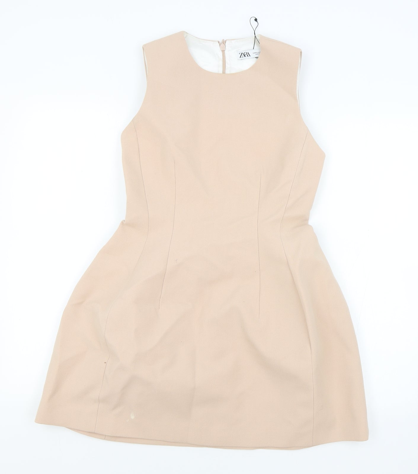 Zara Womens Pink Viscose A-Line Size 4 Round Neck Zip
