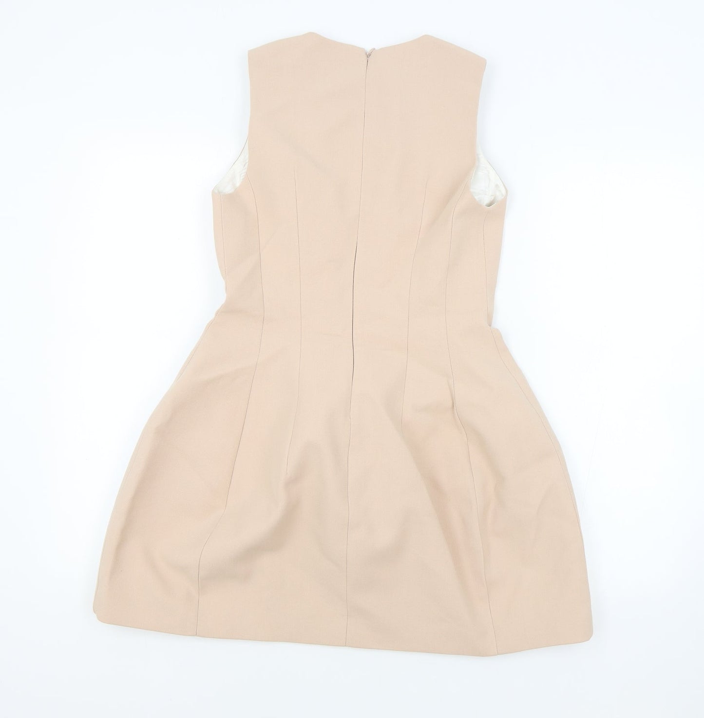 Zara Womens Pink Viscose A-Line Size 4 Round Neck Zip