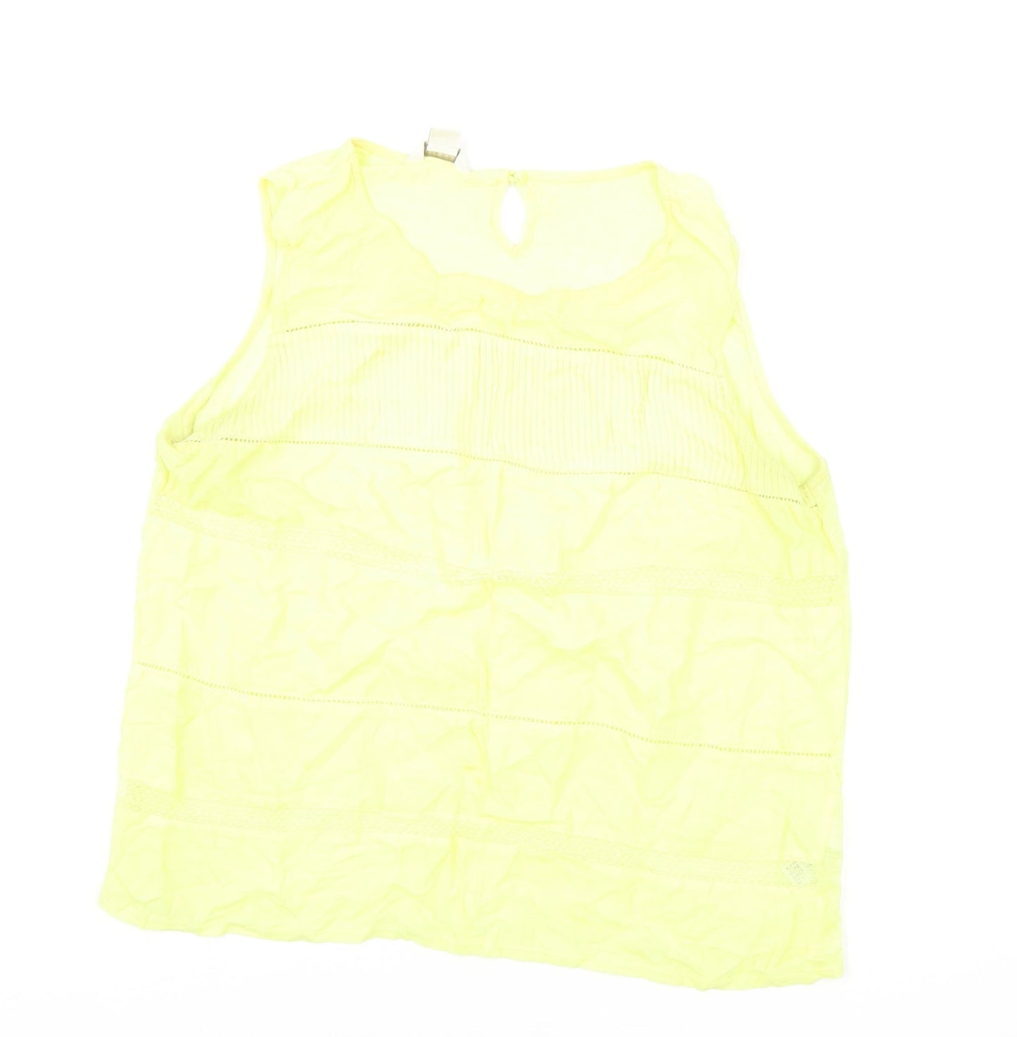 Monsoon Womens Yellow Linen Basic T-Shirt Size 14 Boat Neck