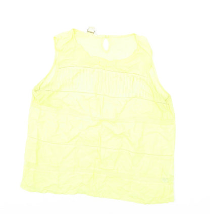 Monsoon Womens Yellow Linen Basic T-Shirt Size 14 Boat Neck