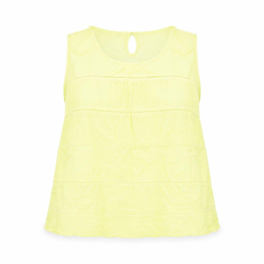 Monsoon Womens Yellow Linen Basic T-Shirt Size 14 Boat Neck
