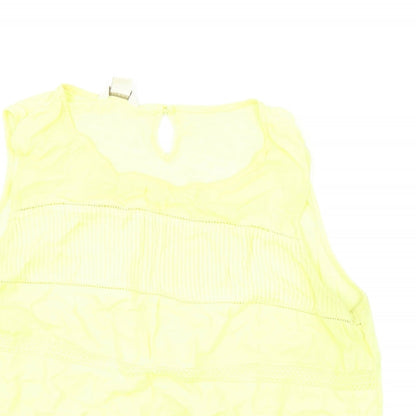 Monsoon Womens Yellow Linen Basic T-Shirt Size 14 Boat Neck
