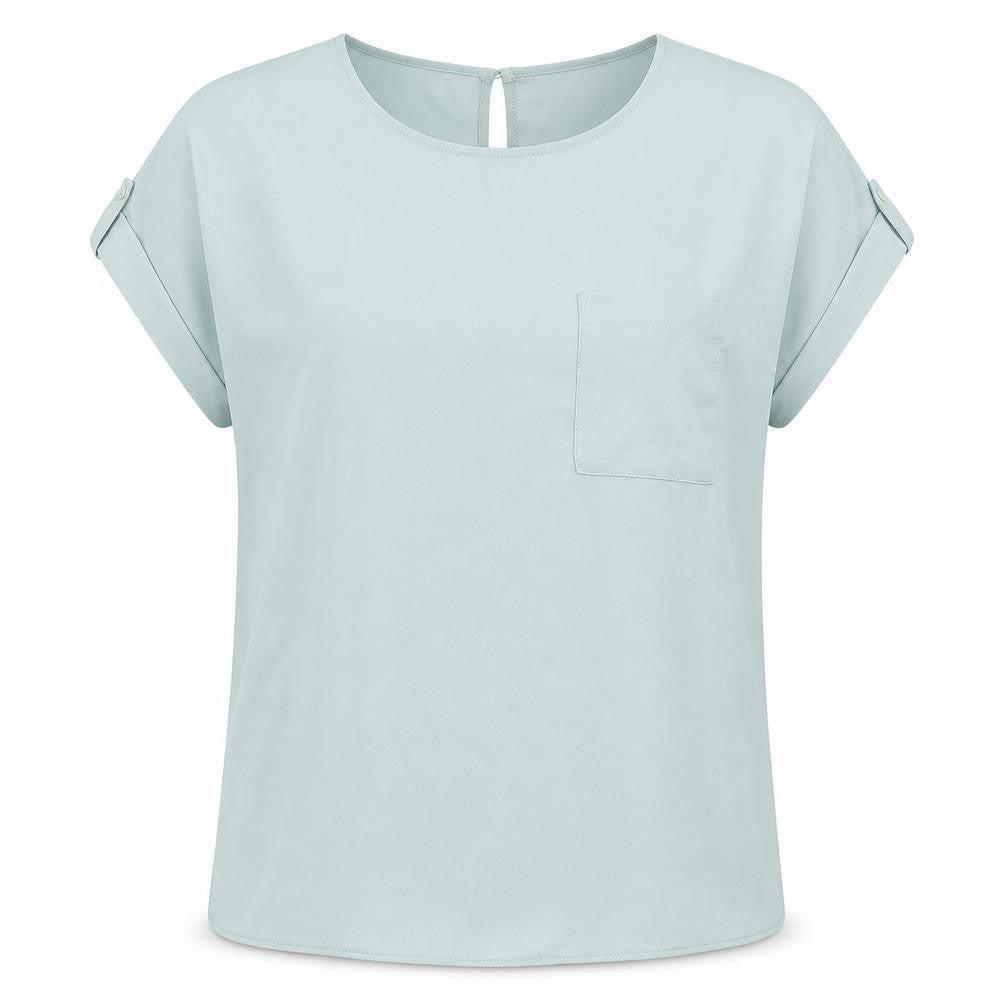 Papaya Womens Green Polyester Basic Blouse Size 10 Round Neck