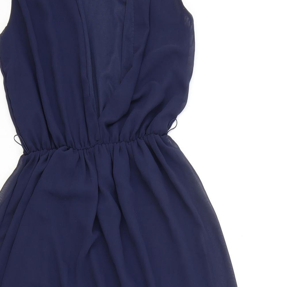 Zack Womens Blue Polyester Fit & Flare Size 8 V-Neck Pullover