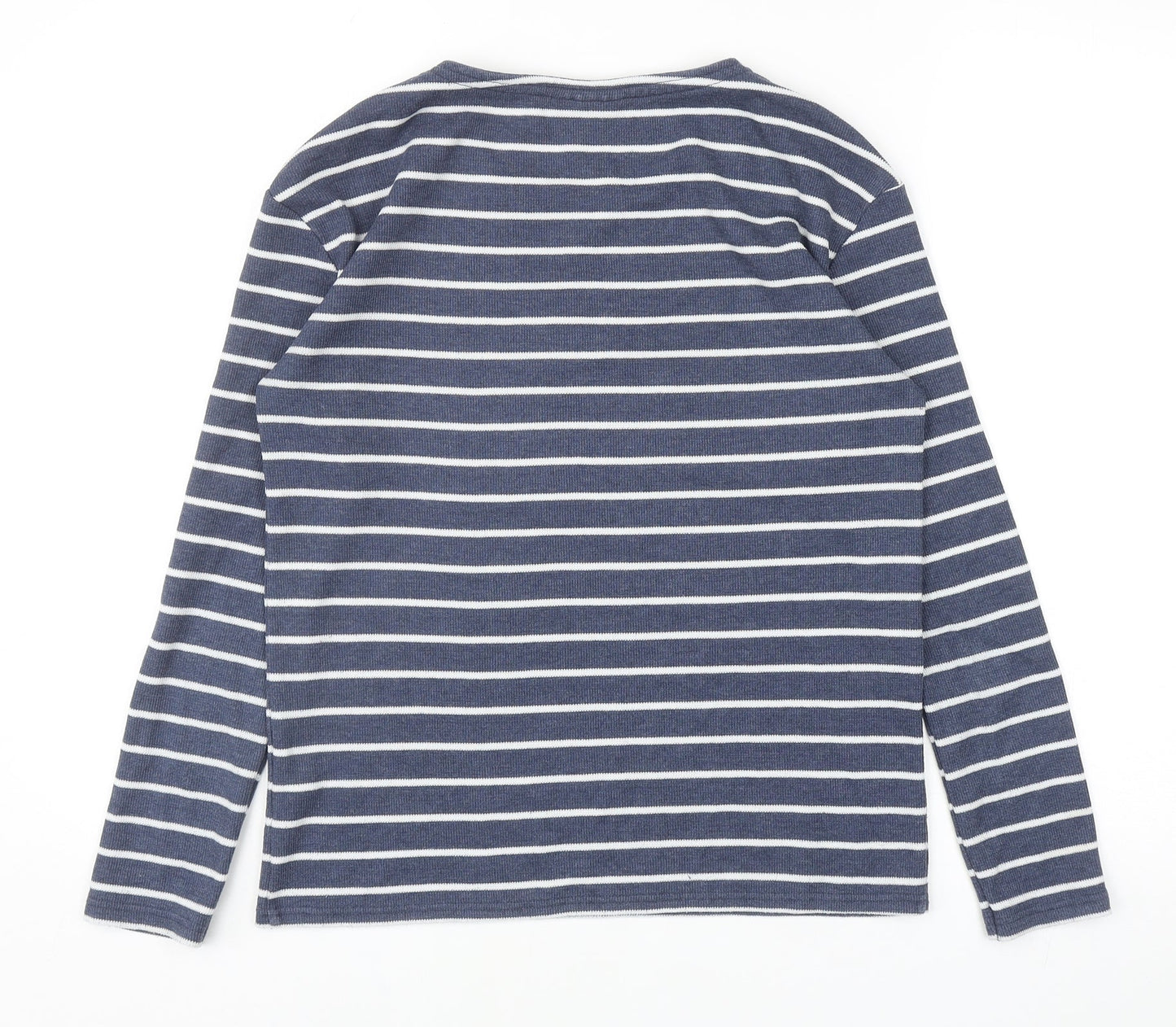 Topshop Womens Blue Round Neck Striped Acrylic Pullover Jumper Size 8