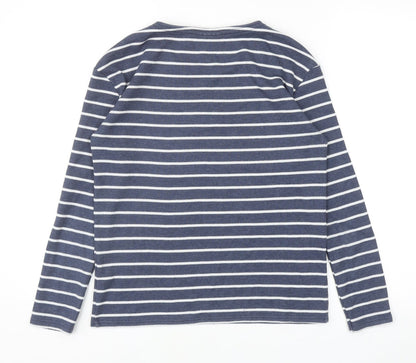 Topshop Womens Blue Round Neck Striped Acrylic Pullover Jumper Size 8