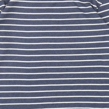 Topshop Womens Blue Round Neck Striped Acrylic Pullover Jumper Size 8