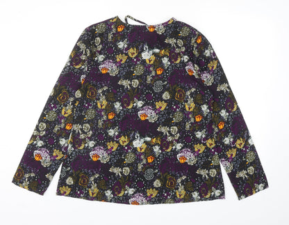 Boohoo Womens Multicoloured Geometric Polyester Basic Blouse Size 12 Round Neck
