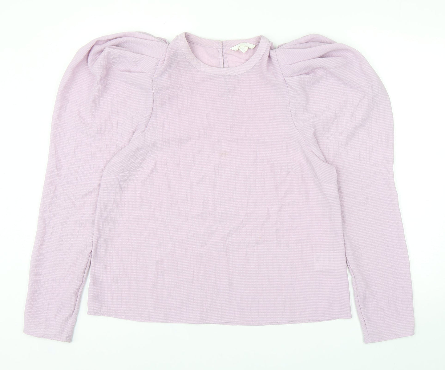 H&M Womens Purple Polyester Basic Blouse Size M Round Neck