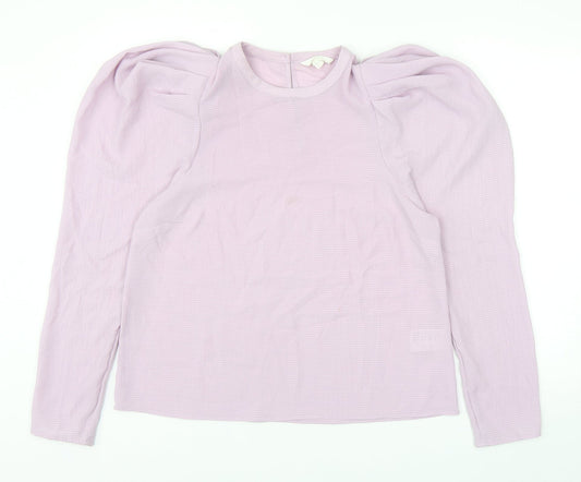 H&M Womens Purple Polyester Basic Blouse Size M Round Neck