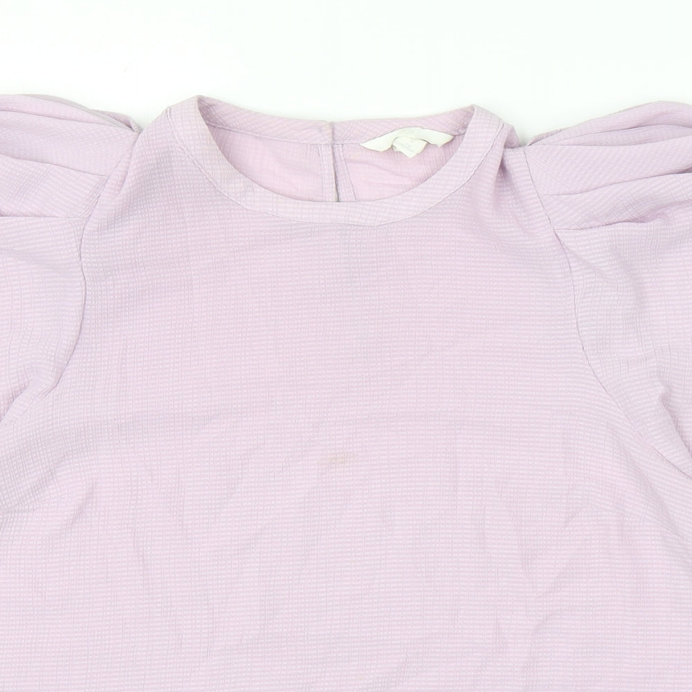 H&M Womens Purple Polyester Basic Blouse Size M Round Neck