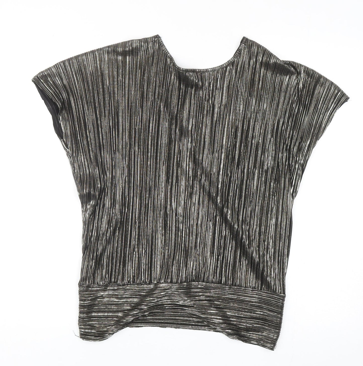 Preworn Womens Silver Polyester Basic Blouse Size 6 V-Neck - Twist Detail